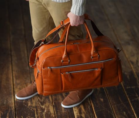 Bolso de viaje de cuero para hombres bolsa de Duffel marrón Etsy