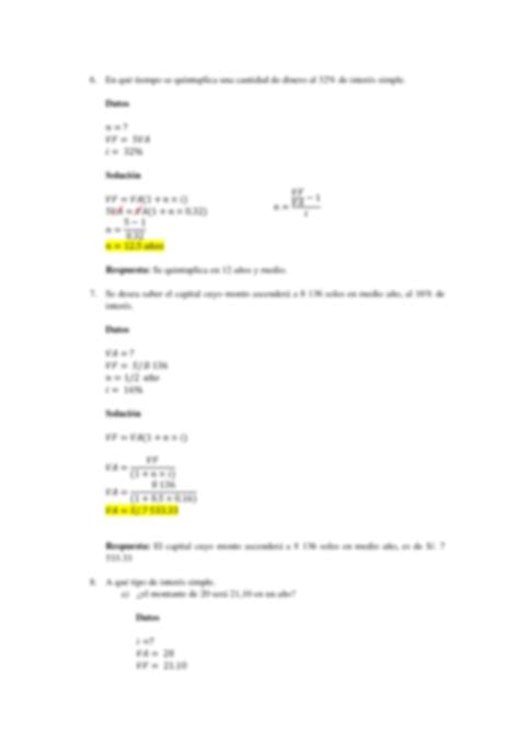 Solution Ejercicios Resueltos De Inter S Simple Matem Tica Financiera