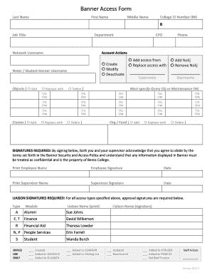 Fillable Online Berea Banner Access Form Berea College Berea Fax