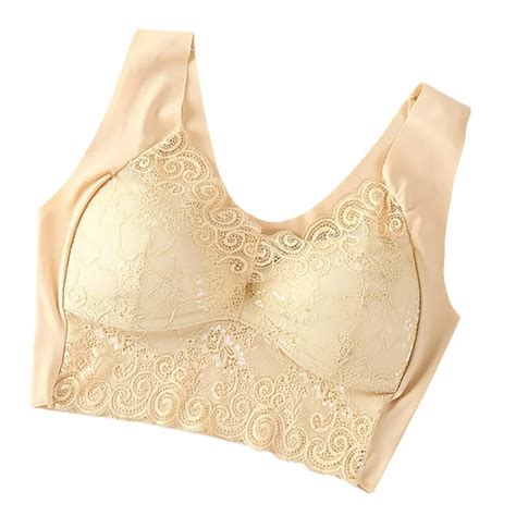 Penkiiy Women Bras Womans Thin Adjustment Chest Shape Plus Size Bra Underwear No Rims Khaki