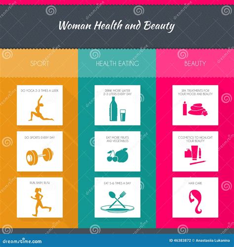 Health And Woman Beauty Infographics Vector Illustration ...