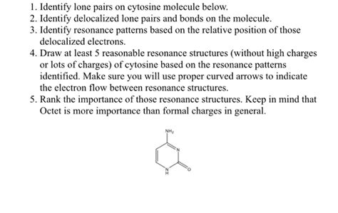 Solved 1. Identify lone pairs on cytosine molecule below. 2. | Chegg.com