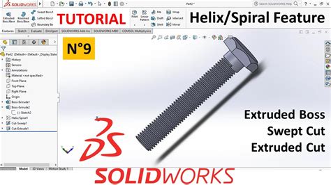 Solidworks Tutorial N M Bolt Using Helix Spiral And Swept Cut