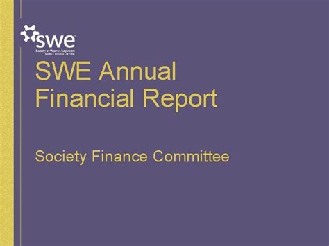 swe annual financial report society finance committee