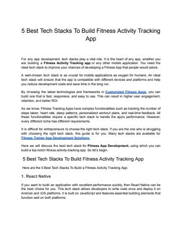 Best Tech Stacks To Build Fitness Activity Tracking App Consagous