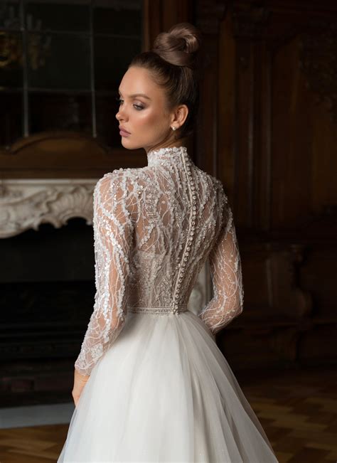 Classy High Neck Long Sleeve Wedding Dress Harem S Brides