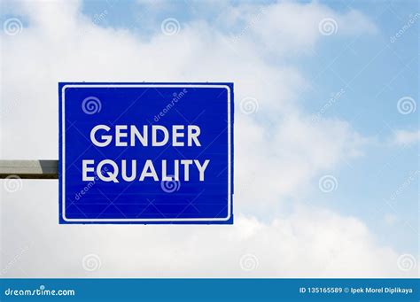 Gender Equality Words Displayed On Blue Road Sign Stock Image Image