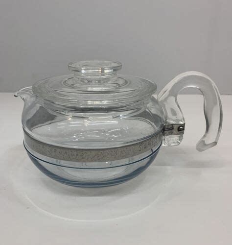 Vintage Pyrex Flameware 8446b 6 Cup Glass Coffeetea Pot With Lid Ebay