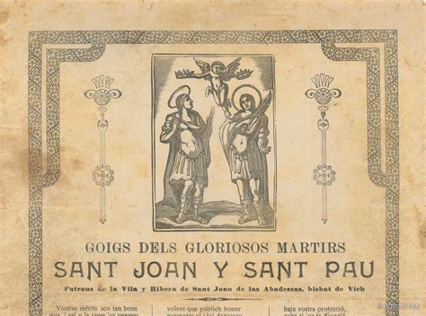 Goigs Dels Gloriosos Martirs Sant Joan Y Sant Pau Sense Data Dedici