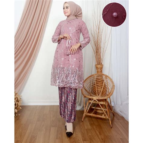 Jual Set Tunik Padang Tille Premium Modern Setelan Tunik Pesta