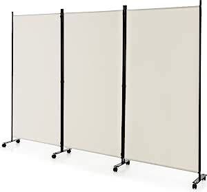 Goflame Panel Folding Room Divider Ft Rolling Privacy Screen With