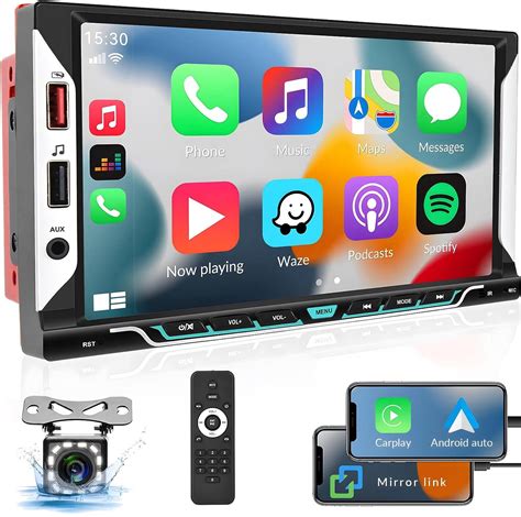 Estéreo de coche doble DIN con Apple Carplay y Android Auto radio de