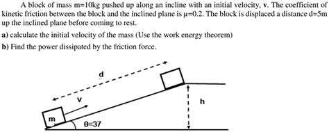 SOLVED A Block Of Mass M 10 Kg Is Pushed Up Along An Incline With An