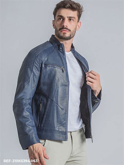 Jaqueta Masculina Couro Ecol Gico Edex Jeans