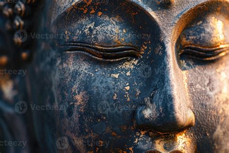 AI Generated Buddhas Serene Face Symbolizes Spiritual Enlightenment