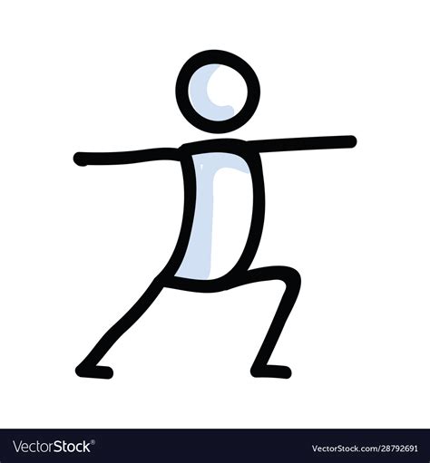 Hand Drawn Stick Figure Warrior Yoga Pose Concept Vector Image The