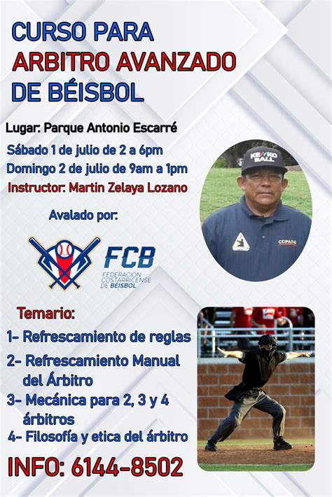 Curso Avanzado Para Rbitros De B Isbol Federaci N Costarricense De