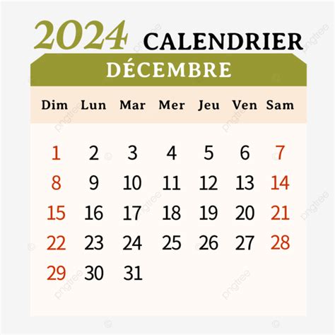 2024 French Calendar December Winter Two Thousand And Twenty Four