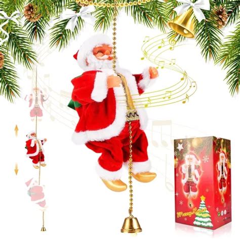 CHRISTMAS ELECTRIC SANTA Claus Climbing Ladder Doll Music Xmas Music