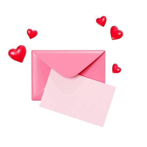 Carta De Amor 3d Render Sobre Rosa Abierto Con Tarjeta De Papel Y