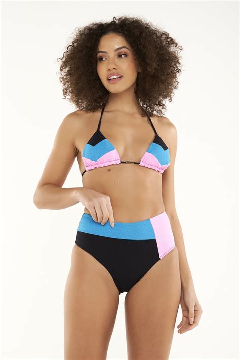 Suti Biqu Ni Cortininha Tricolor Preto Noronha Ilha Bikini