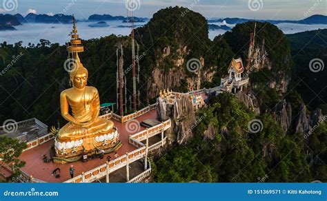 Buddha On The Top Mountain Of Wat Tham Seua Tiger Cae Krabi Thailand