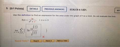 Solved 5 0 1 Points DETAILS PREVIOUS ANSWERS SCALC8 Chegg