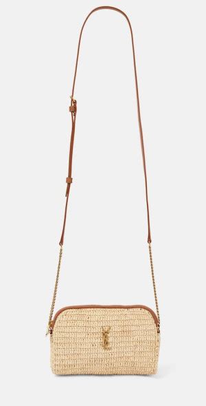 Saint Laurent Gaby Leather Trimmed Raffia Shoulder Bag