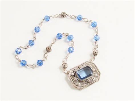 Vintage Art Deco Czech Necklace Blue Glass 1920s Antique Etsy Canada