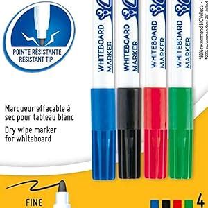 BiC Velleda Dry Wipe Whiteboard Markers Pack Of 4 Amazon Co Uk