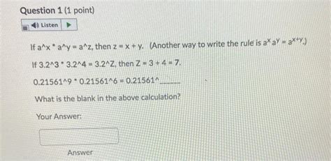 Solved Question 1 1 Point Listen If Anx Ay Az Then Z