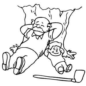 Sleeping Under Tree Coloring Page