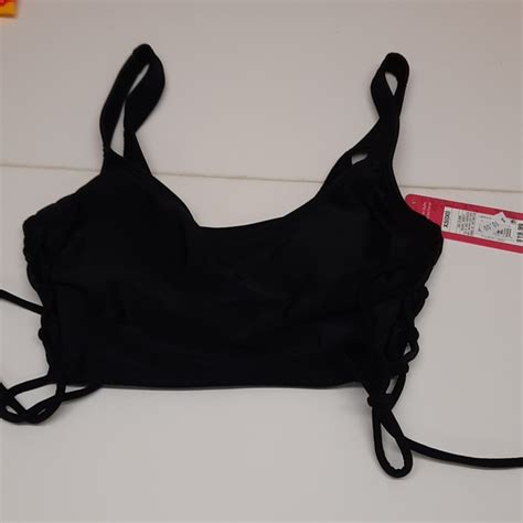 Xhilaration Swim Xhilaration Bikini Topsports Bra Fit Tie Detail On The Side Size Xs Black