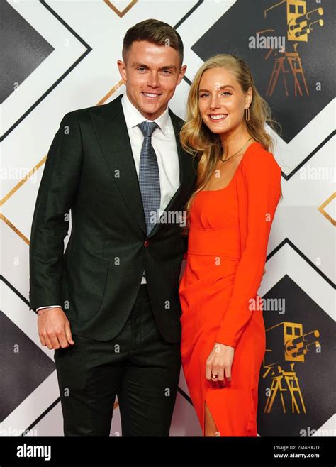 Sam Curran and partner Isabella Symonds Willmott pose on the red carpet prior to the BBC Sports ...