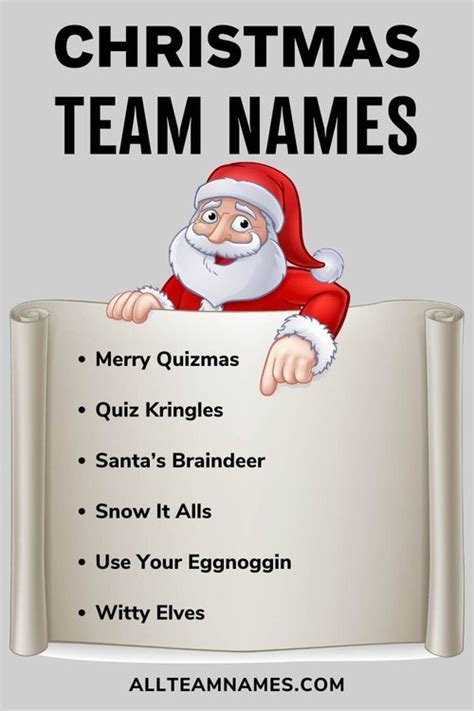 239 Best Christmas Team Names For Holiday Parties Categorized