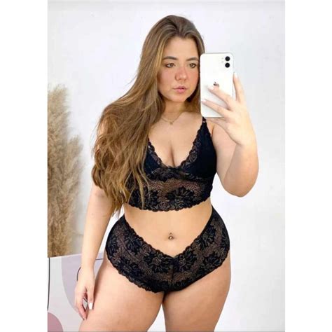 Conjunto De Lingerie Espera Marido PLUS SIZE Cropped Calcinha