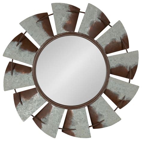 Millbrook Windmill Metal Wall Mirror Silver Farmhouse Wall