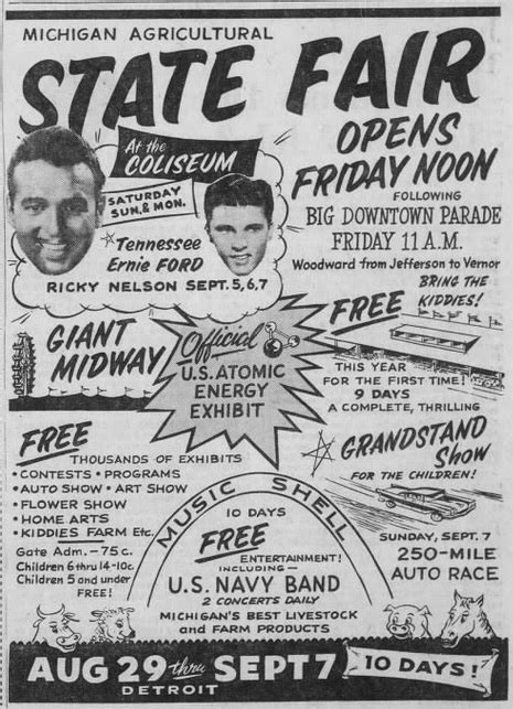 1958 Michigan State Fair | The Concert Database