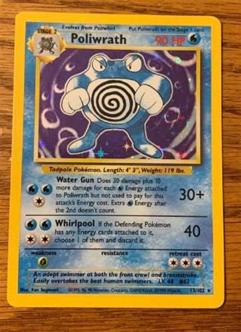 Poliwrath Holofoil 13102 Base Set Rare Pokemon Card Real Etsy