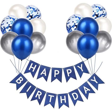 Banderole Joyeux Anniversaire Ballon Bleu Happy Birthday Banni Re