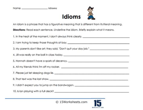 Idioms Worksheets - 15 Worksheets.com