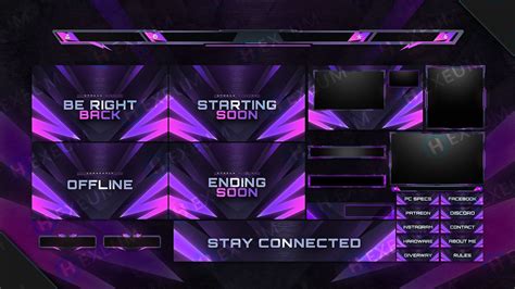 Impulse Purple Themed Animated Obs Overlay Package Hexeum