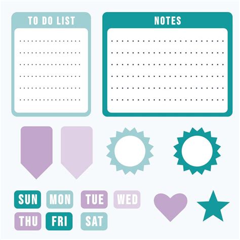 Cute daily planner element stationery collection cartoon art ...