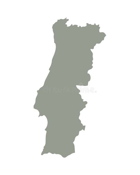 Silhouette Of Portugal Country Map Highly Detailed Editable Gray Map