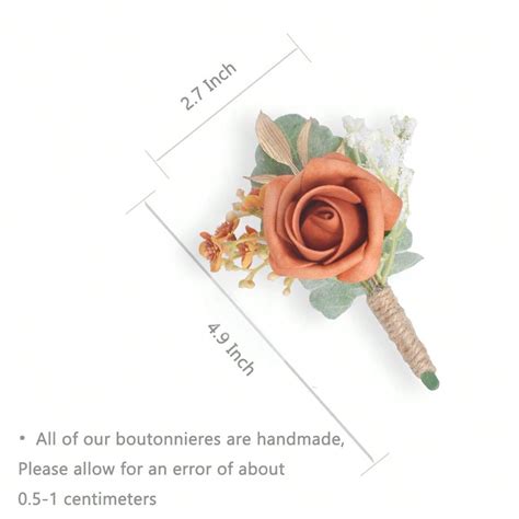2pcs Rose Boutonnieres For Men Wedding Groom And Groomsmen White
