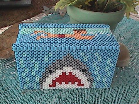 Jaws Shark Theme Perler Bead Box Perler Beads Designs Hama Beads