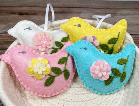 Felt Bird Ornaments Mothers Day Ts Spring Bird Etsy