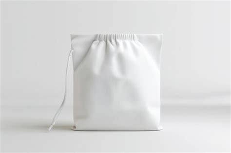 Blank White Pouch Bag For Mockup Against A White Background Premium