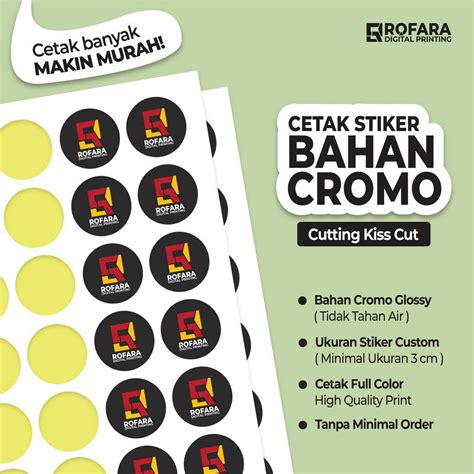 Jual Cetak Stiker Cromo Glossy A Cutting Kiss Cut Cetak Banyak