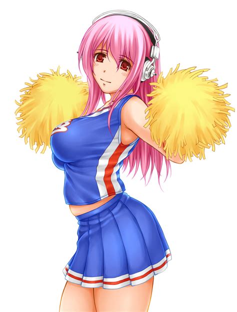 The Big Imageboard Tbib Blush Breasts Cheerleader Headphones Large Breasts Long Hair Looking